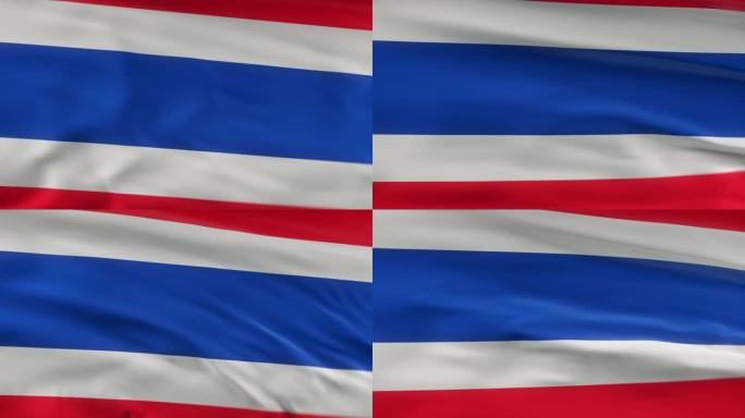 泰国国旗迎风摆动环三维动画。4 k的决议