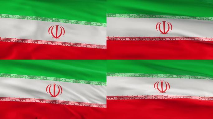 伊朗国旗飘扬在风seamles循环三维动画。4 k的决议