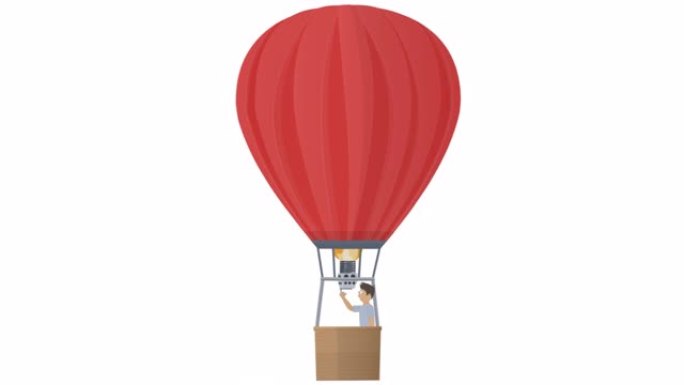 热气球。气球飞行的动画。卡通