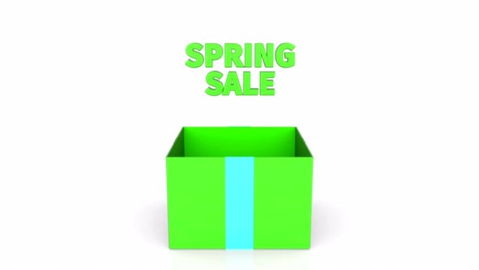 带有春季销售公告的礼品盒3d动画。