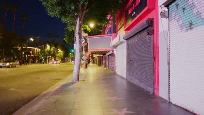加利福尼亚州洛杉矶Covid19大流行期间，空荡荡的街道和关闭的好莱坞纪念品商店