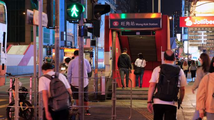 香港 旺角 地铁站 车站延时 人流