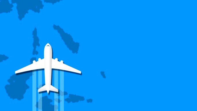 飞机动画飞越蓝色世界地图