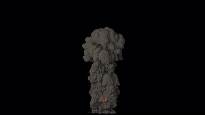 黑色浓烟滚滚的爆炸。用阿尔法通道的孤立背景上的黑烟爆炸，燃料爆炸。