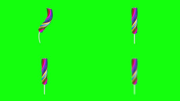 8动画3d冰糖水果棒冰棒棒棒糖绿屏色度键