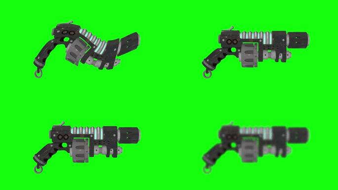 8动画3d枪射线激光冲击波外星人科幻未来的绿色屏幕空间军队色度关键