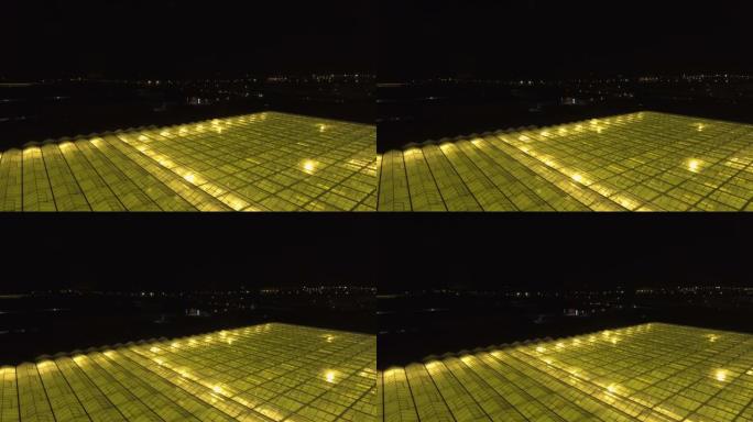 人工照明温室的空中俯视视图。