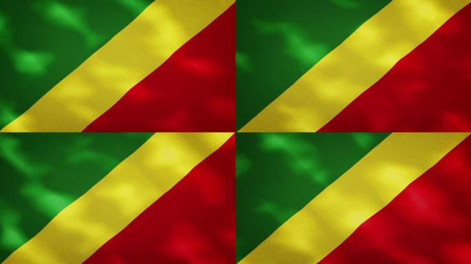 刚果共和国密旗织物飘动，背景环