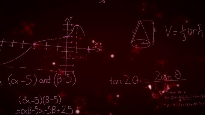红色chalckboard上的图形和数学公式的动画