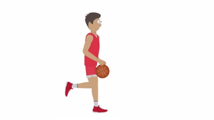 篮球运动员。篮球运动员带球的动画。卡通