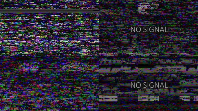 真正的彩色铭文无信号故障失真风格。VHS效应。