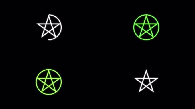 五角星。动画魔术标志。透明背景