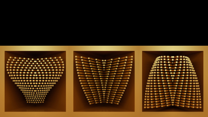 【裸眼3D】金色几何意境矩阵方块立体空间