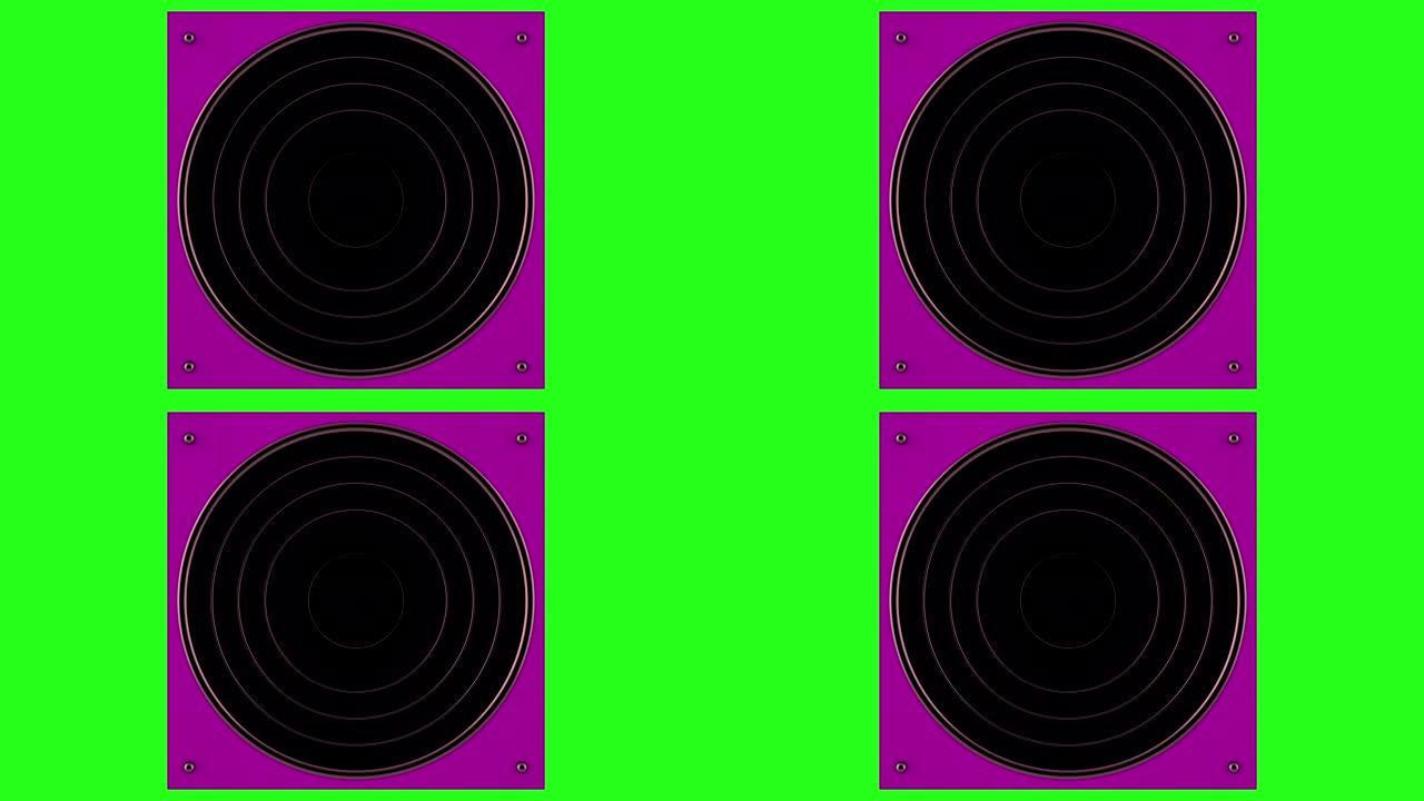 绿色屏幕上扬声器的3d动画。循环。