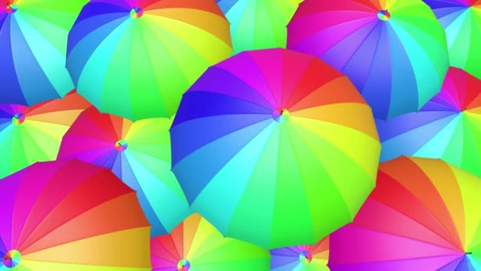 彩色雨伞无缝循环60 fps 3D动画