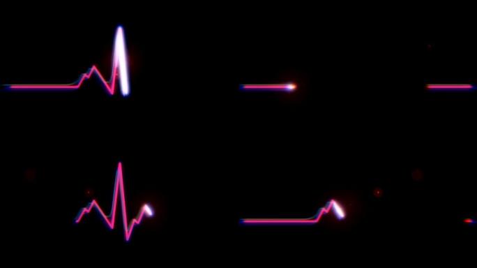 心跳监护仪EKG线监护仪显示心跳，无缝循环心电图医疗屏幕与心律图。4k动画