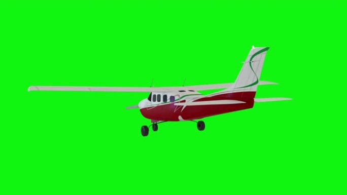 旧白色飞机。逼真的物理动画。绿屏镜头