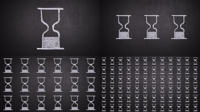 黑板上出现沙漏的循环动画
