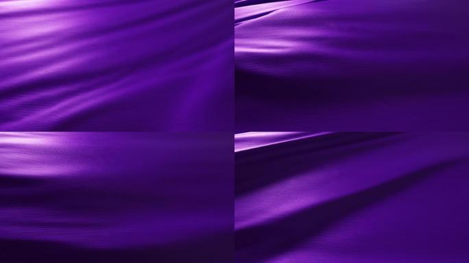 抽象织物运动背景。纹理紫罗兰色皮革织物随风吹拂。无缝循环3d渲染