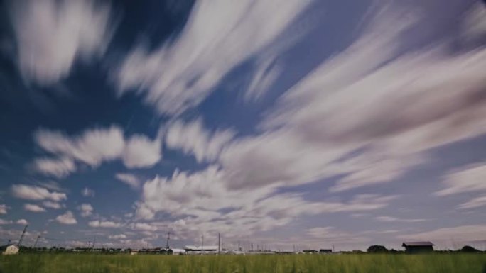 视频中长时间曝光效果的云