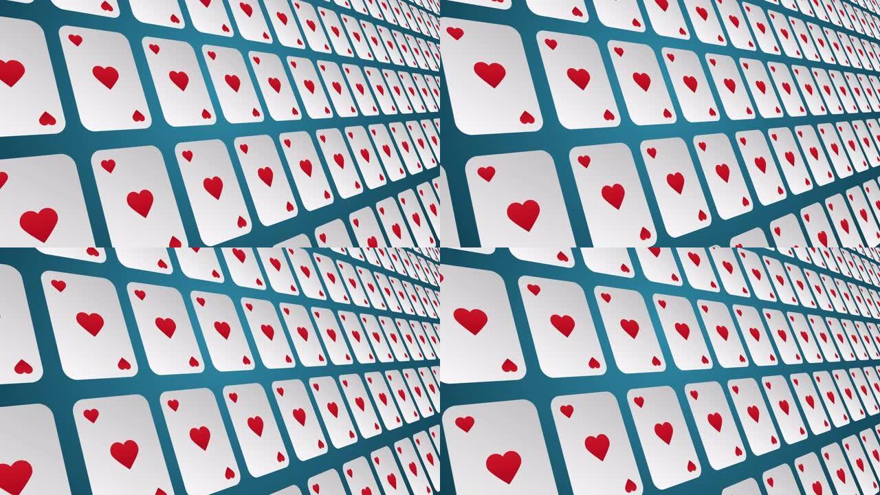扑克牌适合心形图案特写动画背景