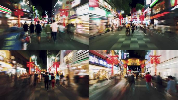 台北街夜间过度台北街道穿梭街景流动延时视