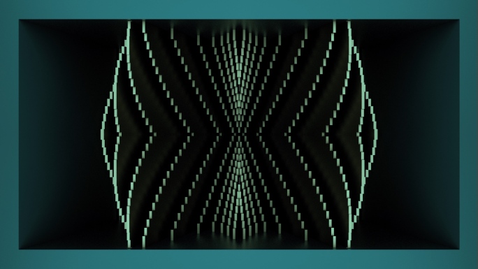 【裸眼3D】蓝绿曲线律动图形矩阵艺术空间