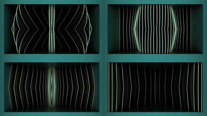 【裸眼3D】蓝绿曲线律动图形矩阵艺术空间