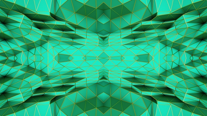 【4K时尚背景】粉绿闪动3D几何金线空间