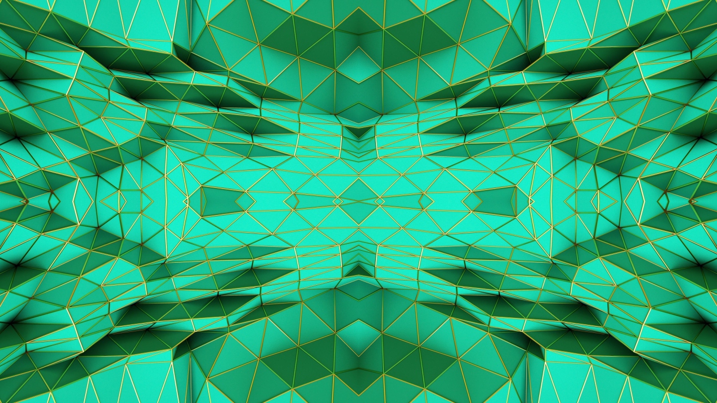 【4K时尚背景】粉绿闪动3D几何金线空间