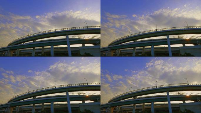 黄昏的天空和高速公路高架桥
