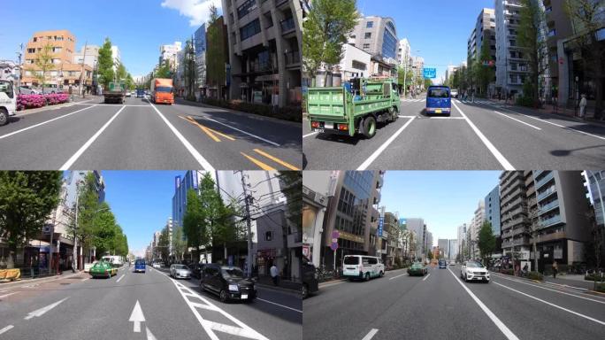 东京欧姆大道驾驶城市景观的视点延时