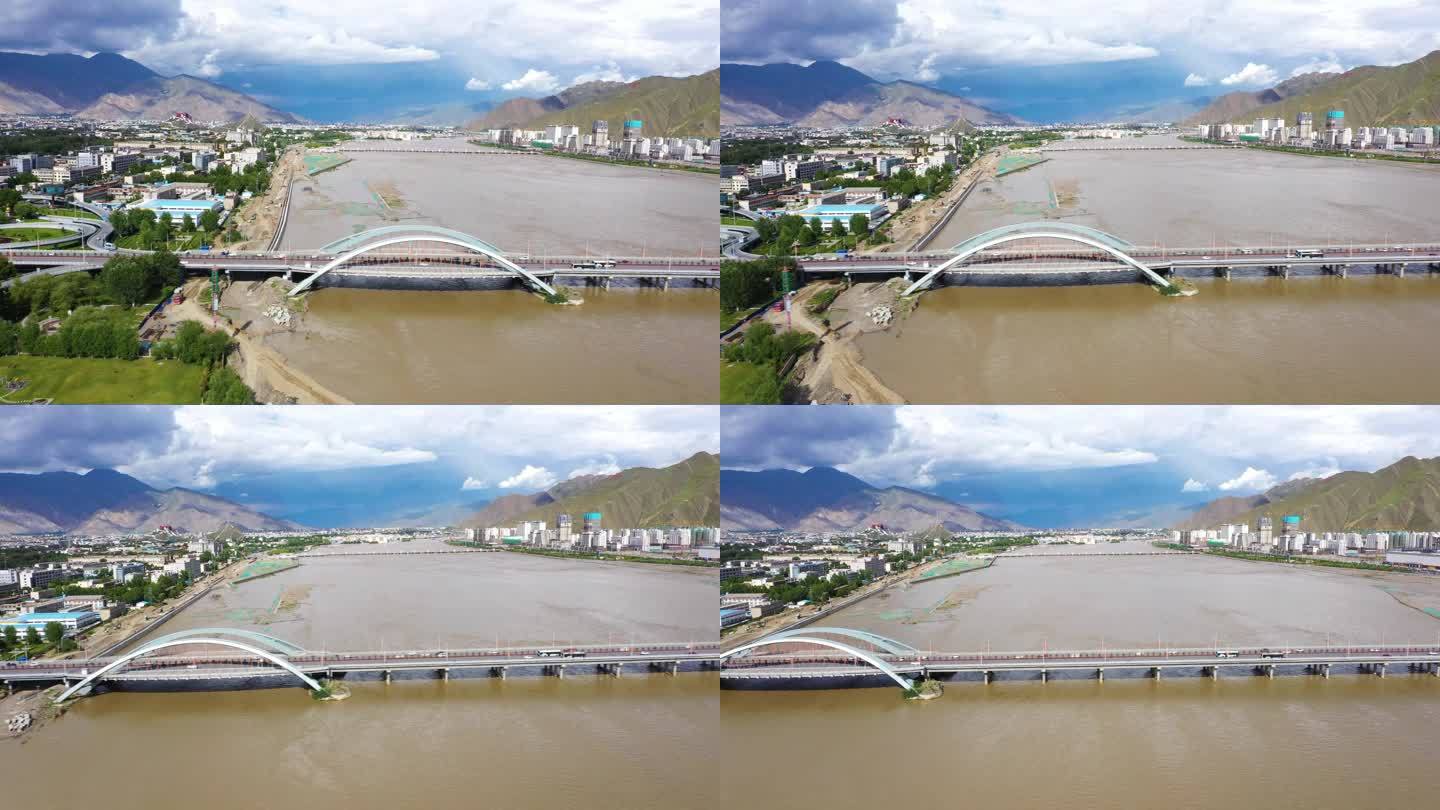 拉萨河 拉萨洪水期 柳梧大桥洪水期