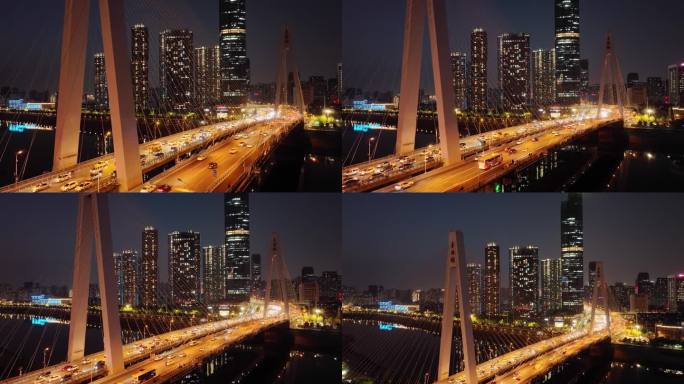 武汉汉江月湖桥城市夜景（独立镜头