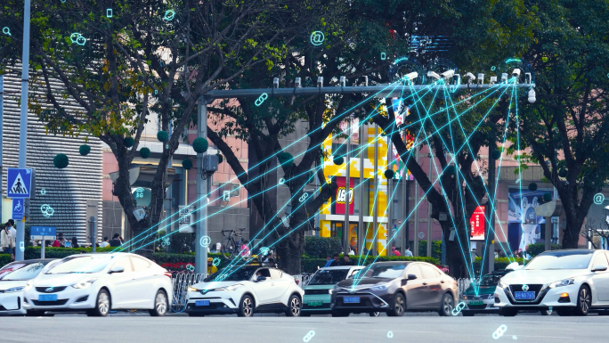 广州智慧出行城市道路交通灯红绿灯4k视频