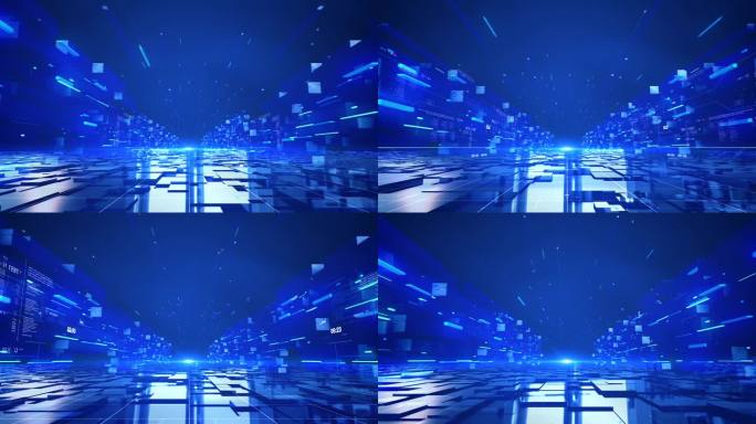 蓝色科技感空间背景震撼大气视频素材01