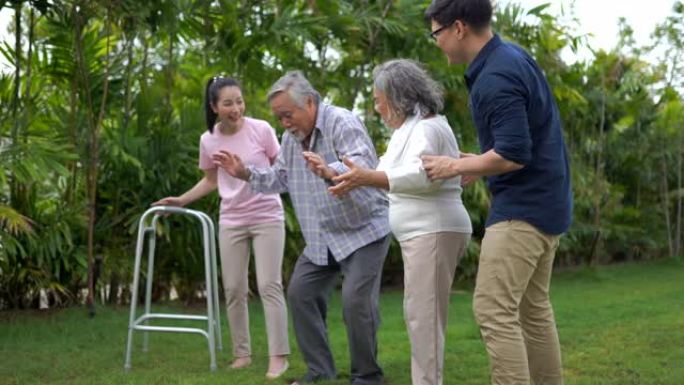 亚洲家庭支持老年人在家进一步使用助行器
