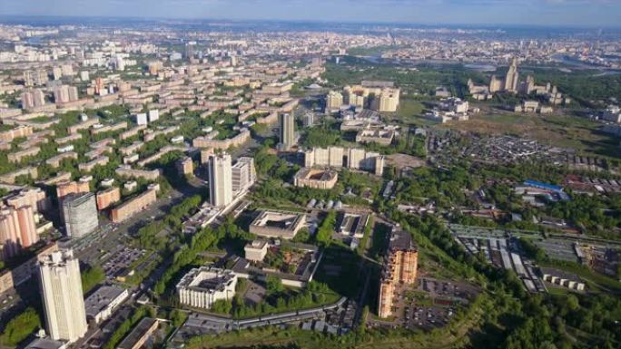 俄罗斯莫斯科市大学城市景观vernadskogo大道空中夏日全景4k