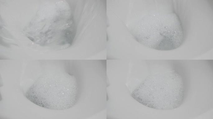 液体碗清新剂4k视频中的气泡泡沫