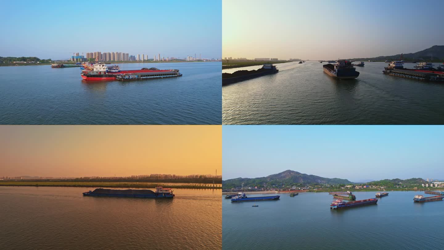 壮观湘江水运货船轮船运输宣传片