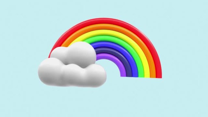 抽象3d渲染运动天空彩虹卡通风格