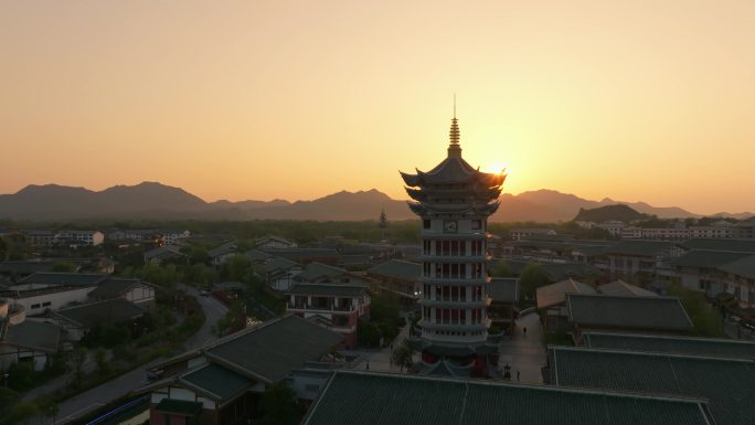 江西鹰潭龙虎山古越水街航拍