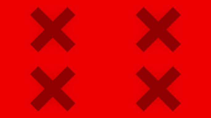 红色背景上的红色十字带干扰