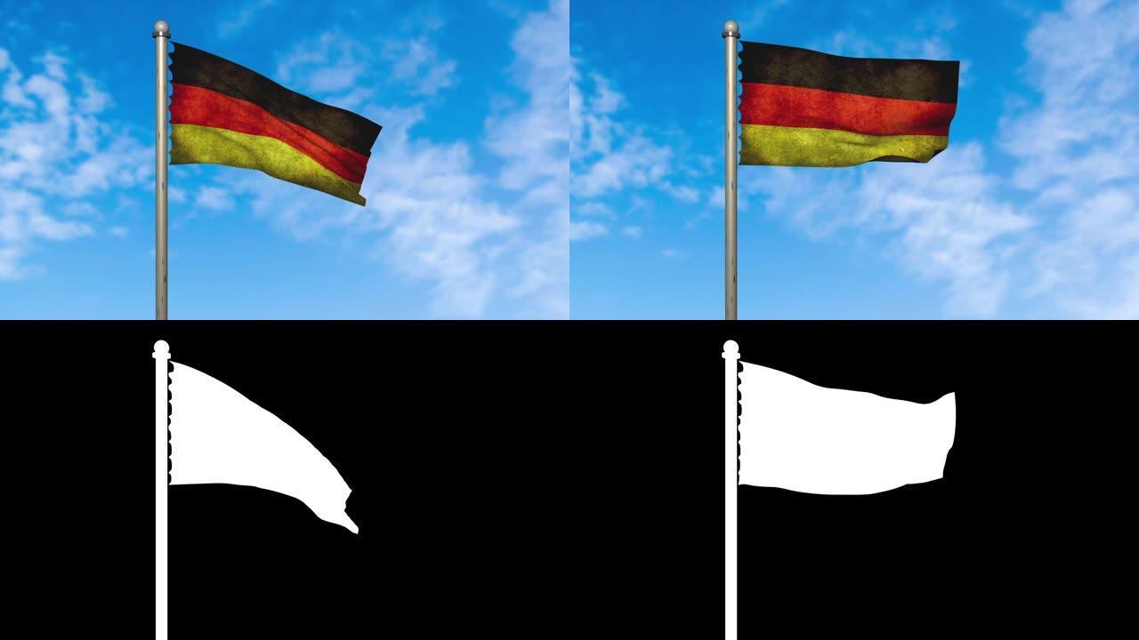 德国国旗挥舞着阿尔法动画