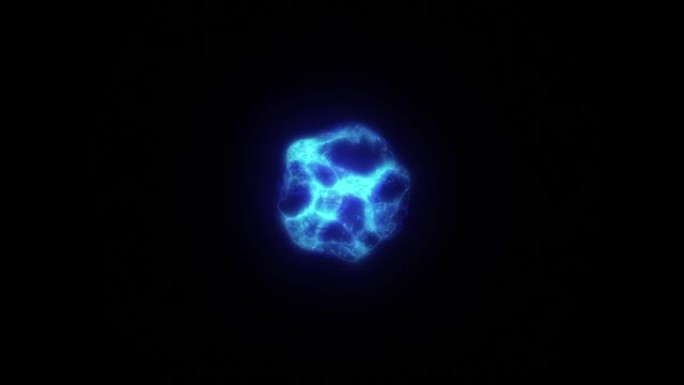 旋转蓝色能量球分子就像分形涡旋能量流动等离子体球。