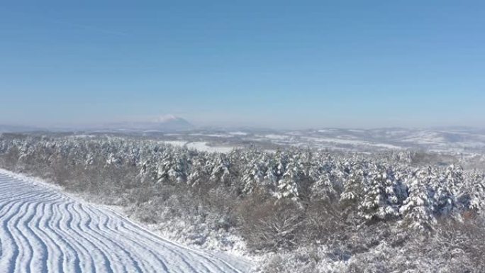 塞尔维亚东部积雪下的Rtanj山4k航拍视频
