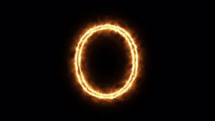 燃烧火焰的字母 “O”。燃烧字体或篝火字母文本，带有炽热的炽热光芒。3D渲染。