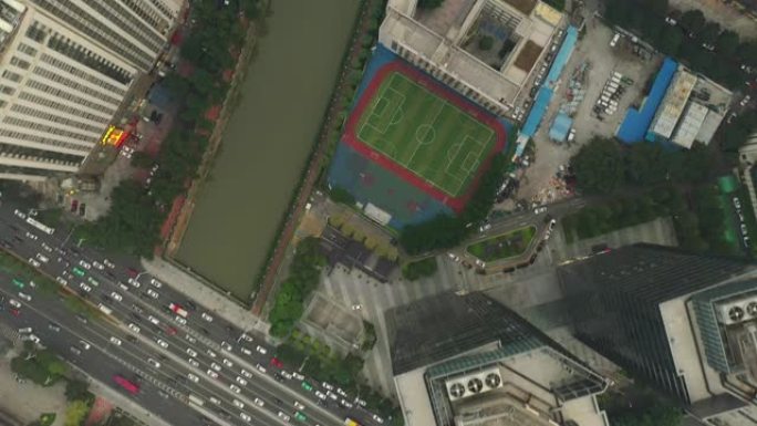 广州市日间交通街路口空中俯拍全景4k中国