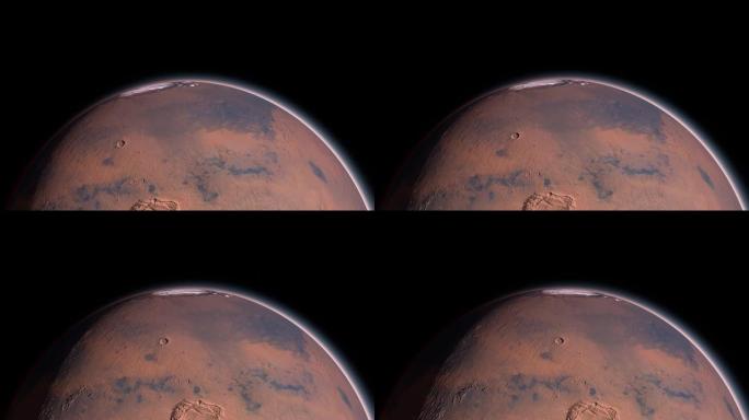 在外太空旋转的火星行星 ..绕火星运行。在太空中前往火星的红色星球。NASA提供的这段视频的元素。