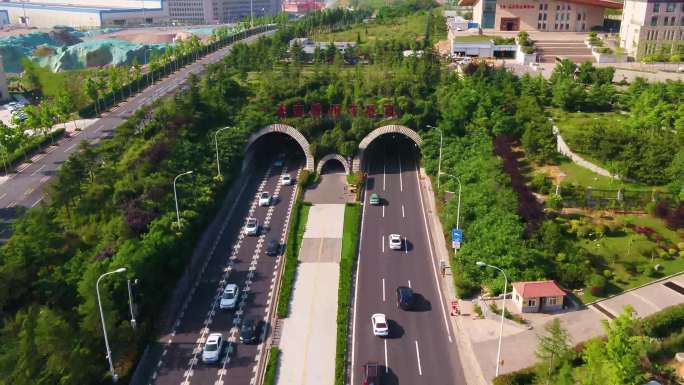 航拍青岛胶州湾海底隧道